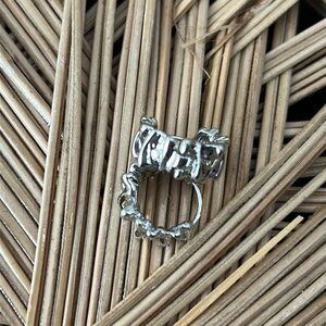 Silver Tone Crinkle Hoop Earrings New